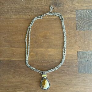 Double strand Necklace with Stone Pendant